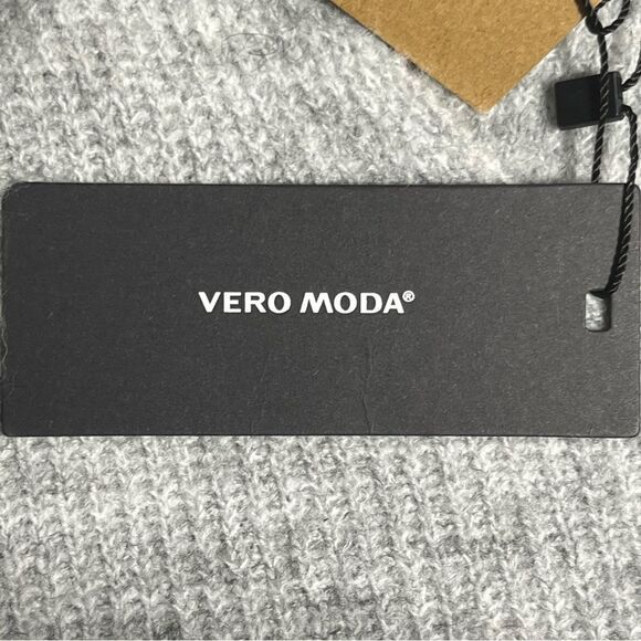 Vero Moda sweater blouse V Neck ruffle light grey melange wool size S - Picture 8 of 17